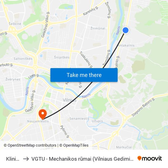 Klinikų St. to VGTU - Mechanikos rūmai (Vilniaus Gedimino technikos universitetas) map