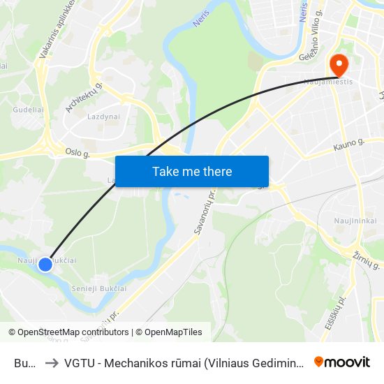 Bukčiai to VGTU - Mechanikos rūmai (Vilniaus Gedimino technikos universitetas) map