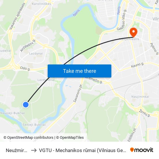 Neužmirštuolių St. to VGTU - Mechanikos rūmai (Vilniaus Gedimino technikos universitetas) map