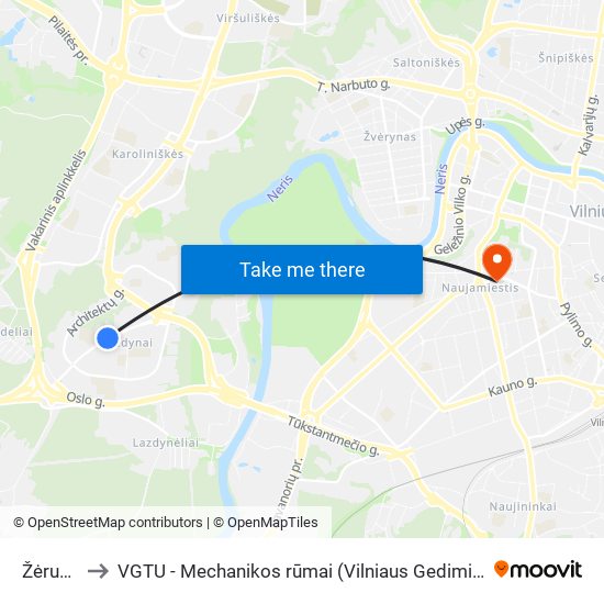 Žėručio St. to VGTU - Mechanikos rūmai (Vilniaus Gedimino technikos universitetas) map