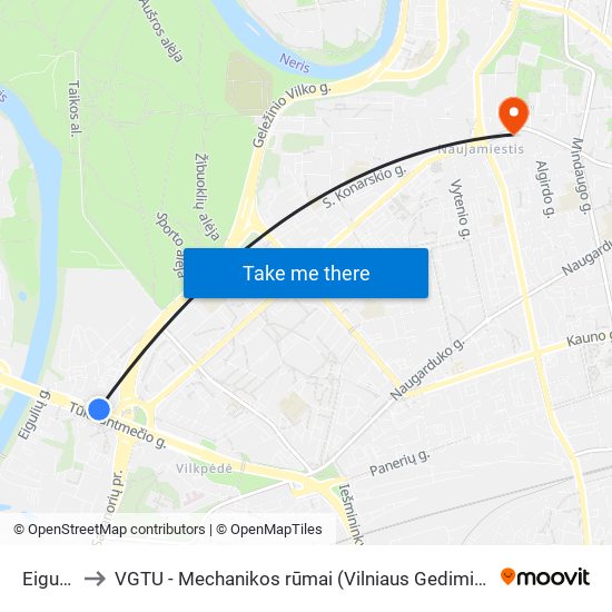 Eigulių St. to VGTU - Mechanikos rūmai (Vilniaus Gedimino technikos universitetas) map