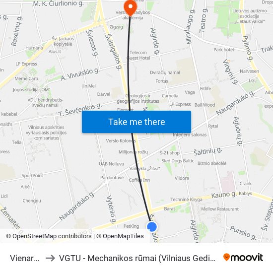Vienaragių St. to VGTU - Mechanikos rūmai (Vilniaus Gedimino technikos universitetas) map