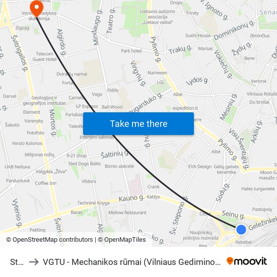 Stotis to VGTU - Mechanikos rūmai (Vilniaus Gedimino technikos universitetas) map