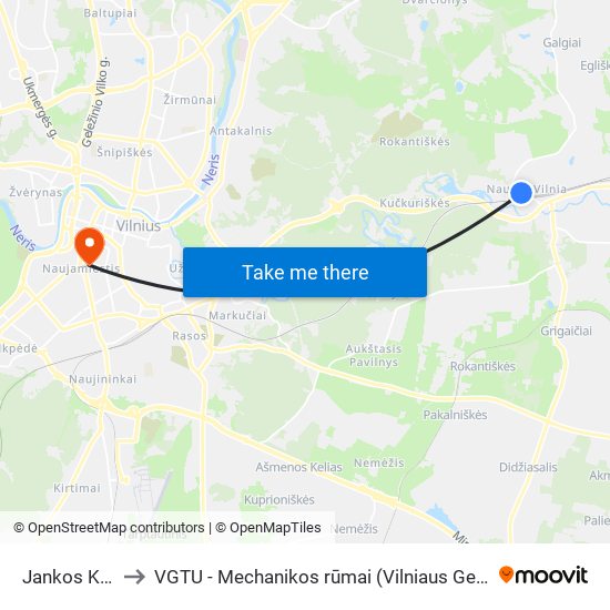 Jankos Kupalos St. to VGTU - Mechanikos rūmai (Vilniaus Gedimino technikos universitetas) map