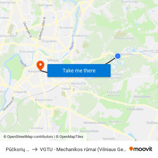 Pūčkorių Atodanga to VGTU - Mechanikos rūmai (Vilniaus Gedimino technikos universitetas) map