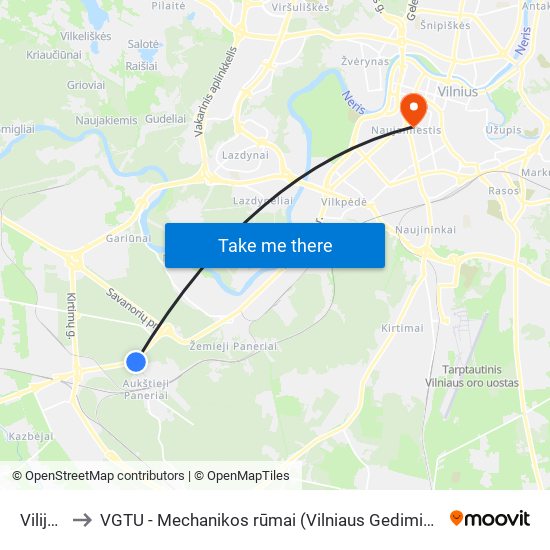 Vilijos St. to VGTU - Mechanikos rūmai (Vilniaus Gedimino technikos universitetas) map