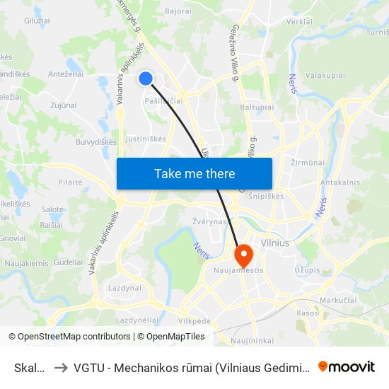 Skalvių St. to VGTU - Mechanikos rūmai (Vilniaus Gedimino technikos universitetas) map