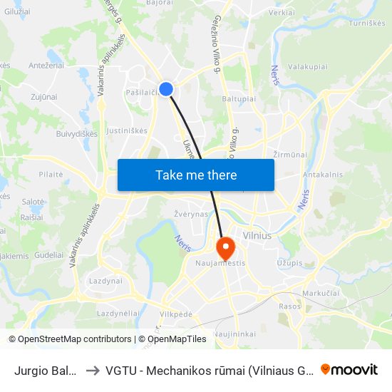Jurgio Baltrušaičio St. to VGTU - Mechanikos rūmai (Vilniaus Gedimino technikos universitetas) map