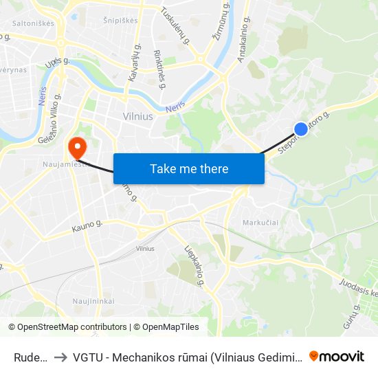 Rudens St. to VGTU - Mechanikos rūmai (Vilniaus Gedimino technikos universitetas) map