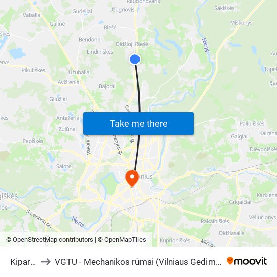 Kiparisų St. to VGTU - Mechanikos rūmai (Vilniaus Gedimino technikos universitetas) map