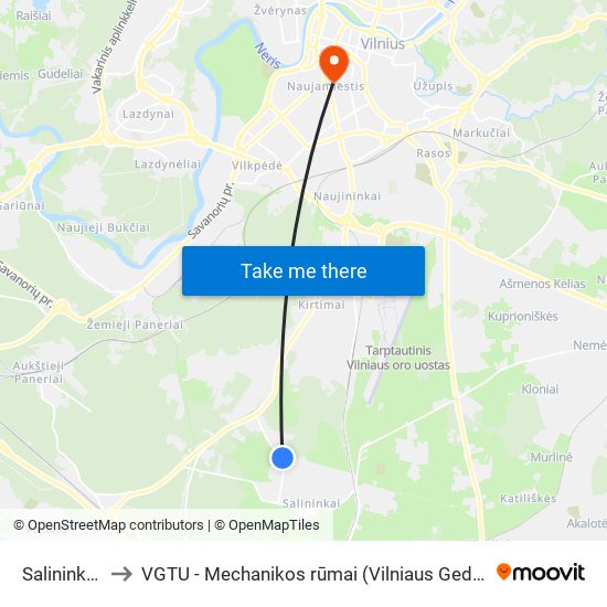 Salininkų Žiedas to VGTU - Mechanikos rūmai (Vilniaus Gedimino technikos universitetas) map