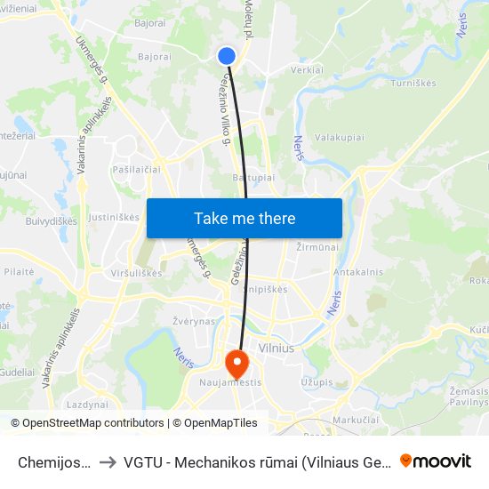 Chemijos Institutas to VGTU - Mechanikos rūmai (Vilniaus Gedimino technikos universitetas) map