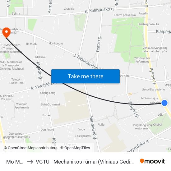Mo Muziejus to VGTU - Mechanikos rūmai (Vilniaus Gedimino technikos universitetas) map