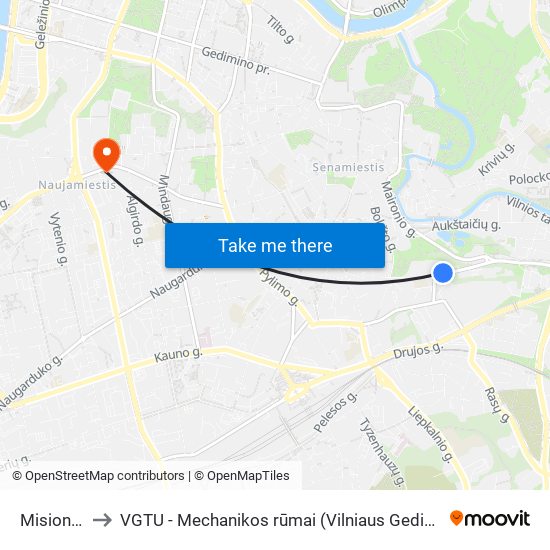 Misionierių St. to VGTU - Mechanikos rūmai (Vilniaus Gedimino technikos universitetas) map