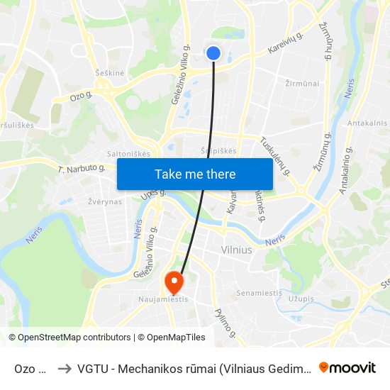 Ozo Žiedas to VGTU - Mechanikos rūmai (Vilniaus Gedimino technikos universitetas) map