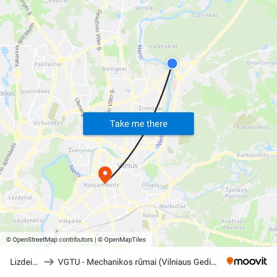 Lizdeikos St. to VGTU - Mechanikos rūmai (Vilniaus Gedimino technikos universitetas) map