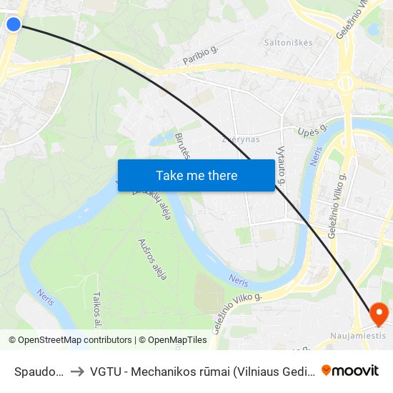 Spaudos Rūmai to VGTU - Mechanikos rūmai (Vilniaus Gedimino technikos universitetas) map