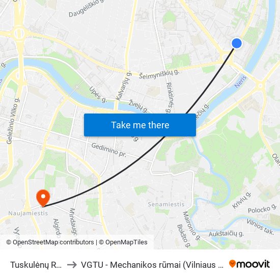 Tuskulėnų Rimties Parkas to VGTU - Mechanikos rūmai (Vilniaus Gedimino technikos universitetas) map