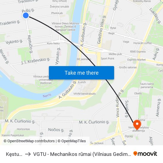 Kęstučio St. to VGTU - Mechanikos rūmai (Vilniaus Gedimino technikos universitetas) map