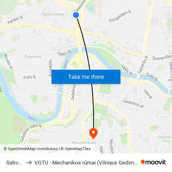 Saltoniškės to VGTU - Mechanikos rūmai (Vilniaus Gedimino technikos universitetas) map