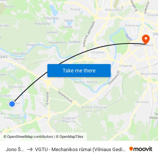 Jono Švažo St. to VGTU - Mechanikos rūmai (Vilniaus Gedimino technikos universitetas) map