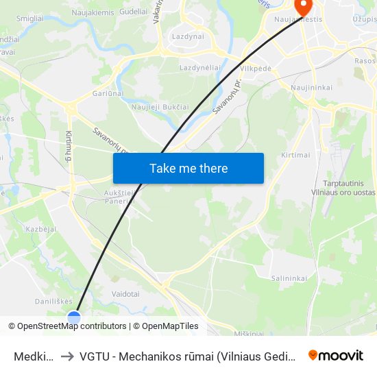 Medkirčių St. to VGTU - Mechanikos rūmai (Vilniaus Gedimino technikos universitetas) map