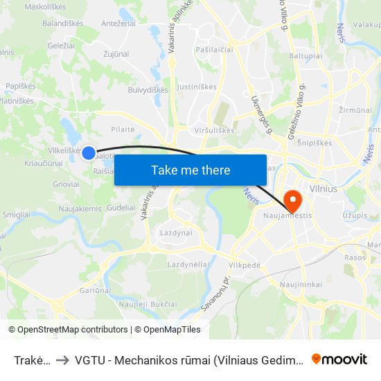 Trakėnų St. to VGTU - Mechanikos rūmai (Vilniaus Gedimino technikos universitetas) map