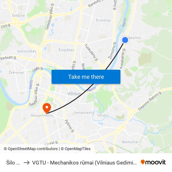 Šilo Tiltas to VGTU - Mechanikos rūmai (Vilniaus Gedimino technikos universitetas) map