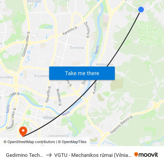Gedimino Technikos Universitetas to VGTU - Mechanikos rūmai (Vilniaus Gedimino technikos universitetas) map