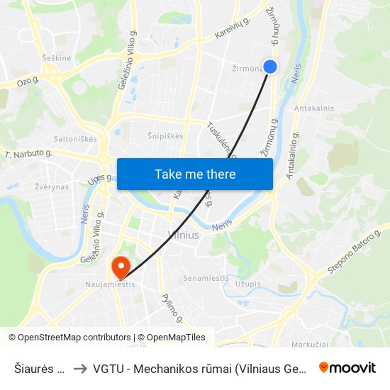 Šiaurės Miestelis to VGTU - Mechanikos rūmai (Vilniaus Gedimino technikos universitetas) map