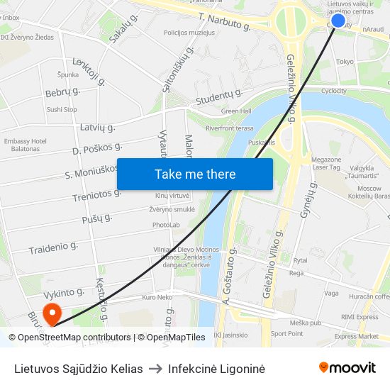 Lietuvos Sąjūdžio Kelias to Infekcinė Ligoninė map