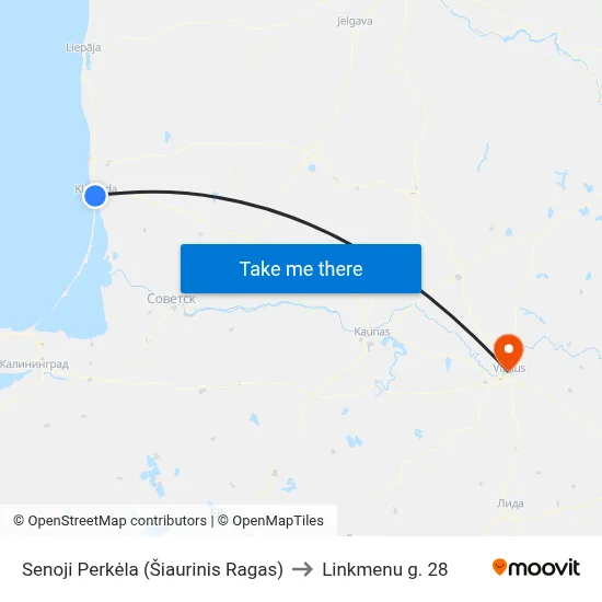 Senoji Perkėla (Šiaurinis Ragas) to Linkmenu g. 28 map