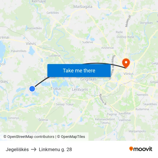 Jegeliškės to Linkmenu g. 28 map