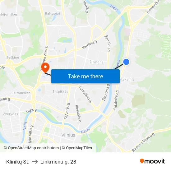 Klinikų St. to Linkmenu g. 28 map