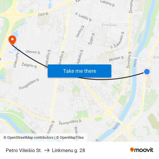 Petro Vileišio St. to Linkmenu g. 28 map