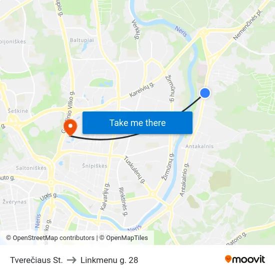 Tverečiaus St. to Linkmenu g. 28 map