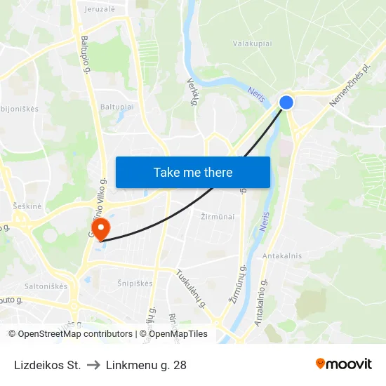 Lizdeikos St. to Linkmenu g. 28 map