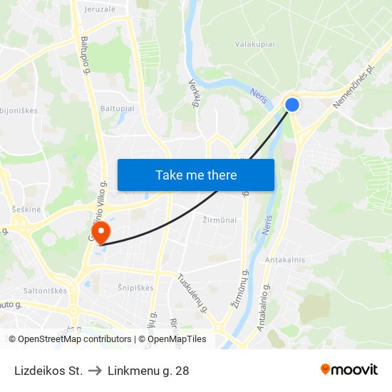 Lizdeikos St. to Linkmenu g. 28 map