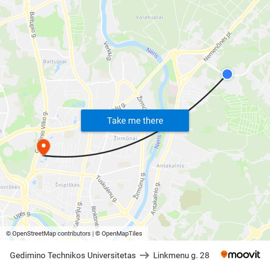 Gedimino Technikos Universitetas to Linkmenu g. 28 map