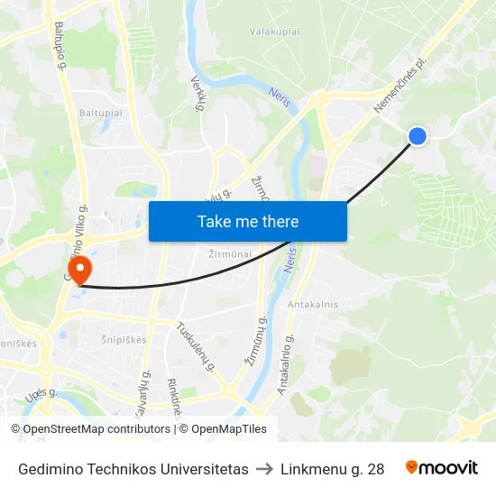 Gedimino Technikos Universitetas to Linkmenu g. 28 map