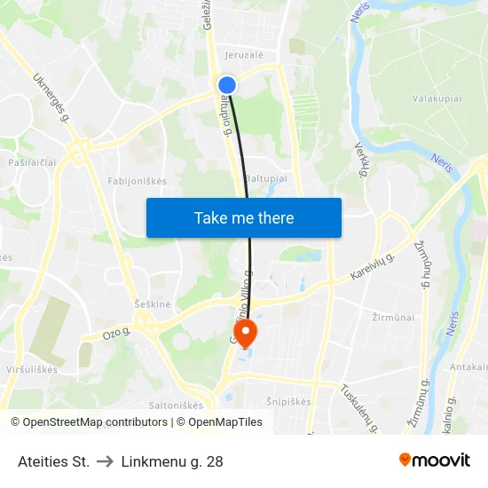 Ateities St. to Linkmenu g. 28 map
