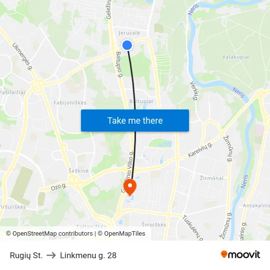 Rugių St. to Linkmenu g. 28 map