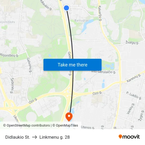 Didlaukio St. to Linkmenu g. 28 map