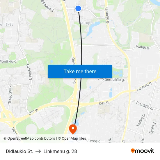 Didlaukio St. to Linkmenu g. 28 map
