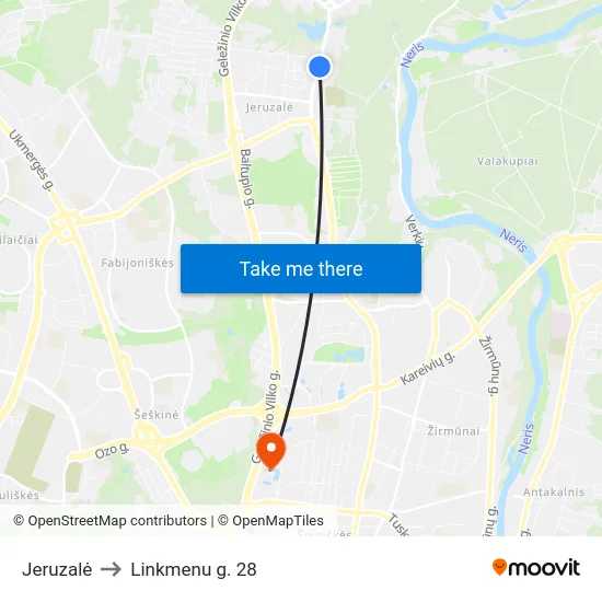 Jeruzalė to Linkmenu g. 28 map