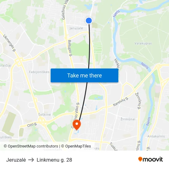 Jeruzalė to Linkmenu g. 28 map