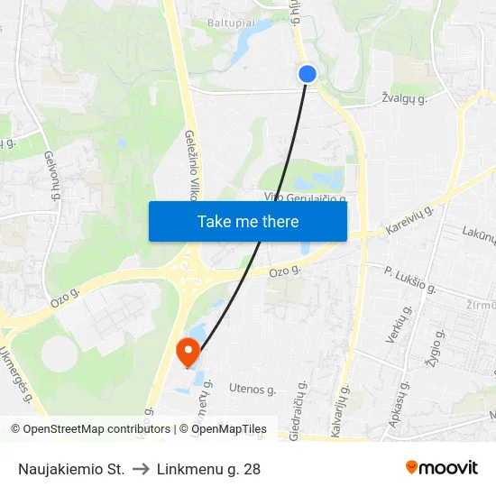 Naujakiemio St. to Linkmenu g. 28 map