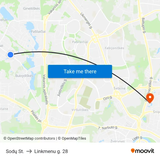 Sodų St. to Linkmenu g. 28 map