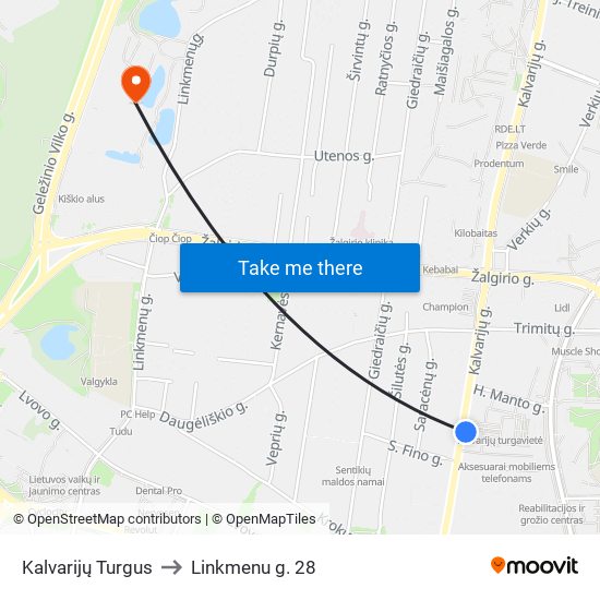 Kalvarijų Turgus to Linkmenu g. 28 map