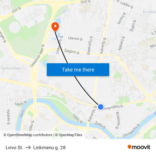 Lvivo St. to Linkmenu g. 28 map